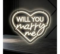 Will You Marry Me LED Neon Sign USB Powered Adjustable Brightness Wedding Proposal Decoration Suitable for Engagement Parties Proposal Wedding Valentine's Day Wall Decoration (5V 14 * 11.8 inch)