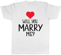 Will You Marry Me? Love Heart Valentines Proposal Mens Short Sleeve T-Shirt White