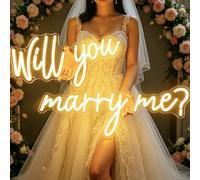 Will You Marry Me Neon Sign Large, 44" Dimmable Will You Marry Me Sign for Wall Decor, LED Neon Lights Sign for Engagement Party, Wedding, Proposal, Valentine's Day, Wedding Company, Warm White