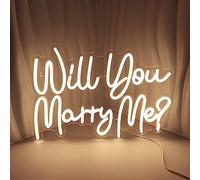Will You Marry Me Neon Signs for Wall Decor, Warm White LED Light Up Sign for Room Decor, Light Up Sign for Birthday Party Wedding Decor, USB Power