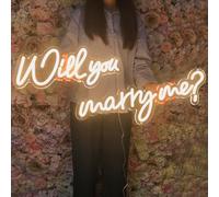 Will You Marry Me Sign Large - 43" Neon Sign 12V - Light Up Letters With Dimmable Switch - 2PCS Decorations for Wedding Proposal Engagement Valentines Day