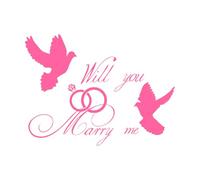 Will You Marry me Wall Decals Paster Paper 38x51cm Removable Without Leaving Glue Pink