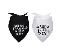 Will You Marry My Daddy She Said Yes Wedding Dog Bandana Bridal Party Wedding Engagement Photo Prop Pet Scarf Accessories for Dog Lovers Owner Gift Pack of 2