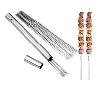 WILLBBQ 304 Stainless Steel 13.2" Long Flat Barbecue Skewers,20PCS/40PCS BBQ Kebab Skewers with Portable Metal Storage Tube,Reusable for Grilling Barbecue Kitchen Party and Outdoor Cooking (20PCS)
