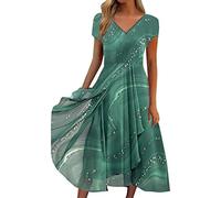 WILLBEST Blue Easter Dress Women Floral Polka dot Leopard Print Tunic Dress Women's Club Night Out Dresses Sunflower Dresses for Women Beach Summer Ruffle Flowy Vacation Kaftan Lounge Summer