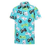 WILLBEST Boys Polo Shirt Stretch Funny Print Short Sleeve Golf Shirts Performance Clothes Moisture Wicking for Active Casual Tennis Sports