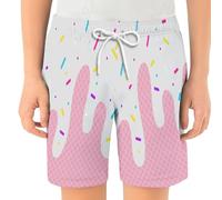 WILLBEST Boys Shorts Ice Cream Drop Athletic Gym Trousers Toddler Kids Boys' Elastic Waist & Drawstring Cotton Breathable Sports Football Summer Shorts for 2-14 Years,Grey,5-6 Years