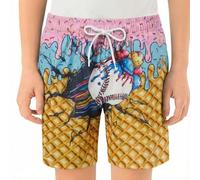 WILLBEST Boys Shorts Ice Cream Drop Athletic Gym Trousers Toddler Kids Boys' Elastic Waist & Drawstring Cotton Breathable Sports Football Summer Shorts for 2-14 Years,Yellow,3-4 Years