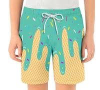 WILLBEST Boys Shorts Ice Cream Drop Athletic Gym Trousers Toddler Kids Boys' Elastic Waist & Drawstring Cotton Breathable Sports Football Summer Shorts for 2-14 Years,Green,3-4 Years