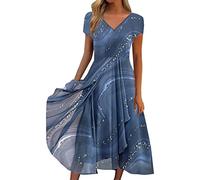 WILLBEST Casual Dresses for Women 2025 Bohemian 3/4 Sleeve lace mesh Dress with Built in Bra Summer Long Linen Dresses for Women 2025 Ladies Sun Vacation Bell Sleeve one