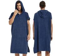 WILLBEST Changing Robe 100% Terry Towelling Cotton with Pocket & Hood Poncho Towel for Beach, Swimming, Surfing - Terry Cloth Bath Poncho for Men and Women