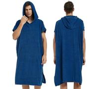 WILLBEST Changing Robe 100% Terry Towelling Cotton with Pocket & Hood Poncho Towel for Beach, Swimming, Surfing - Terry Cloth Bath Poncho for Men and Women