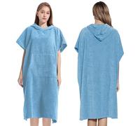 WILLBEST Changing Robe 100% Terry Towelling Cotton with Pocket & Hood Poncho Towel for Beach, Swimming, Surfing - Terry Cloth Bath Poncho for Men and Women