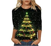 WILLBEST Christmas t Shirts Women Ugly Christmas Sweatshirt Shirts for Women Long Sleeve Tops Multipack Onesie Crew Neck Sleep Lounge Ladies Coats Size 20 Matching pjs for