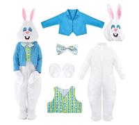 WILLBEST Easter Bunny Costume Adults Rabbit Bunny Suit with Waistcoat Bow Tie Party Favors - Perfect for Easter Costumes and Events Performance Cosplay Party Fancy Dress