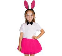 WILLBEST Easter Bunny Costume Kids Girls Tutu Skirt with Bunny Ears Headband Bowtie Paws Tail Cosplay Accessories for Dress-Up Easter Outfit Halloween Christmas Party Supplies
