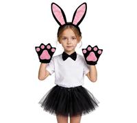 WILLBEST Easter Bunny Costume Kids Girls Tutu Skirt with Bunny Ears Headband Bowtie Paws Tail Cosplay Accessories for Dress-Up Easter Outfit Halloween Christmas Party Supplies