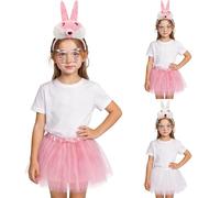 WILLBEST Easter Bunny Costume Kids Girls Tutu Skirt with Bunny Ears Headband Bowtie Paws Tail Cosplay Accessories for Dress-Up Easter Outfit Halloween Christmas Party Supplies