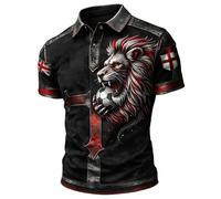 WILLBEST England Polo Shirt for Men Short Sleeve Britain British Flag T-Shirt Union Jack Golf Shirts Button Down Collared Football T Shirt 2026 World Cup Fan Outfits for Festivals Competitions