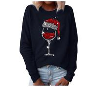 WILLBEST Funny Christmas Shirts Ladies Christmas t Shirts Cartoon Pajama Pants Novelty Funny Graphic White Waistcoat Women Sweatshirt for Women Blouses Ladies Tops 3/4