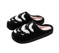 WILLBEST Halloween Slippers for Women Men Cute Pumpkin Spooky Cartoon Warm Cozy Fluffy Plush Fuzzy Memory Foam Closed Toe Slippers Slip-on House Shoes for Indoor and Outdoor