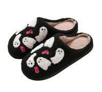 WILLBEST Halloween Slippers for Women Men Cute Pumpkin Spooky Cartoon Warm Cozy Fluffy Plush Fuzzy Memory Foam Closed Toe Slippers Slip-on House Shoes for Indoor and Outdoor