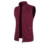 WILLBEST Mens Knitted Cardigan Thick Sweater Vest Sleeveless Gentleman Gilet Slim Fit Full Zip Knitwear Fleece Lined Autumn Winter Jumper Casual Knit Tank Tops Waistcoat