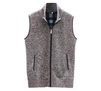 WILLBEST Mens Knitted Cardigan Thick Sweater Vest Sleeveless Gentleman Gilet Slim Fit Full Zip Knitwear Fleece Lined Autumn Winter Jumper Casual Knit Tank Tops Waistcoat