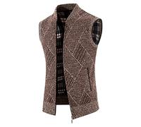 WILLBEST Mens Knitted Cardigan Thick Sweater Vest Sleeveless Gentleman Gilet Slim Fit Full Zip Knitwear Fleece Lined Autumn Winter Jumper Casual Knit Tank Tops Waistcoat