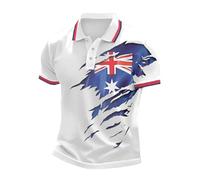 WILLBEST Men's Union Jack Polo Shirt Bunting Flags Print Great Britain Short Sleeve Collared Button Down Golf Shirt Summer Regular Fit T-Shirt Holiday Clothes for Men UK Plus Size