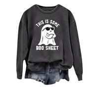 WILLBEST oversized halloween sweatshirt women blouses t-shirt crewneck witch halloween ghost skull tunics crew neck letter print vintage tee costumes for women autumn sexy costumes