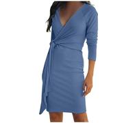 WILLBEST Sexy Autumn Dresses for Women Long wrap Dresses Slit for Women 2024 Party Wedding Sun Casual Plus Size Sheer Sexy Flutter Short Sleeve Linen Evening