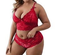 WILLBEST Sexy Strapless Bra for Bigger Bust - Nightgown Bikini Body Stocking Basque - Women's Nighties for Gym Fitness Running Jogging Sports Non-Wired Red