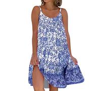 WILLBEST Sleeveless midi Dress for Women Sheath Dress for Women a line Shift Khaki Backless cami Work Mock Neck a-line Knit Ribbed Blue midi Sun Beach Vacation Plus Size