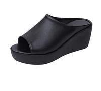 WILLBEST Soft Canvas Shoes for Women - Indoor/Outdoor Black Leather Trainers Gold Slippers Low Heel Wide Fit Chelsea Boots