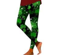 WILLBEST St Patricks Day Leggings for Women Shamrock Clover Print High Waisted Yoga Pants Running Gym Leggings Green Novelty Fancy Dress Holiday Tights St. Patrick's Day Outfits Women Irish Gifts