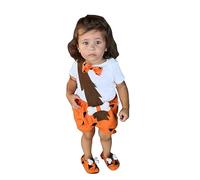 WILLBEST Toddler Kids Baby Girl Pebbles Costume 3PCS Set Boy Bam Bam Cosplay Historical Stone Age Cavegirl Caveman Halloween Dress Up Birthday Outfit Photo Props