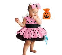 WILLBEST Toddler Kids Baby Girl Pebbles Costume 3PCS Set Boy Bam Bam Cosplay Historical Stone Age Cavegirl Caveman Halloween Dress Up Birthday Outfit Photo Props