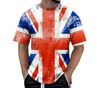 WILLBEST Union Jack T Shirts for Men UK Short Sleeve Union Jack Printed Flag T-Shirt Men's Summer Casual Independence Day Flag Print Short Sleeve Crew Neck Shirt for Men