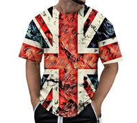 WILLBEST Union Jack T Shirts for Men UK Short Sleeve Union Jack Printed Flag T-Shirt Men's Summer Casual Independence Day Flag Print Short Sleeve Crew Neck Shirt for Men