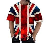 WILLBEST Union Jack T Shirts for Men UK Short Sleeve Union Jack Printed Flag T-Shirt Men's Summer Casual Independence Day Flag Print Short Sleeve Crew Neck Shirt for Men