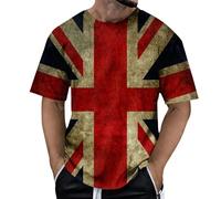 WILLBEST Union Jack T Shirts for Men UK Short Sleeve Union Jack Printed Flag T-Shirt Men's Summer Casual Independence Day Flag Print Short Sleeve Crew Neck Shirt for Men