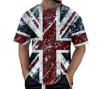 WILLBEST Union Jack T Shirts for Men UK Short Sleeve Union Jack Printed Flag T-Shirt Men's Summer Casual Independence Day Flag Print Short Sleeve Crew Neck Shirt for Men
