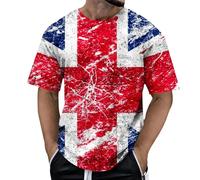 WILLBEST Union Jack T Shirts for Men UK Short Sleeve Union Jack Printed Flag T-Shirt Men's Summer Casual Independence Day Flag Print Short Sleeve Crew Neck Shirt for Men