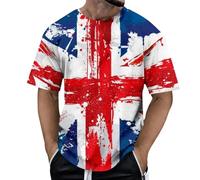 WILLBEST Union Jack T Shirts for Men UK Short Sleeve Union Jack Printed Flag T-Shirt Men's Summer Casual Independence Day Flag Print Short Sleeve Crew Neck Shirt for Men