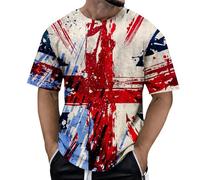 WILLBEST Union Jack T Shirts for Men UK Short Sleeve Union Jack Printed Flag T-Shirt Men's Summer Casual Independence Day Flag Print Short Sleeve Crew Neck Shirt for Men