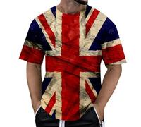 WILLBEST Union Jack T Shirts for Men UK Short Sleeve Union Jack Printed Flag T-Shirt Men's Summer Casual Independence Day Flag Print Short Sleeve Crew Neck Shirt for Men