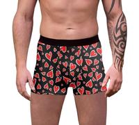 WILLBEST Valentines Mens Boxers Shorts Underwear Love Heart Print Funny Man Gift Men Cotton Trunks Boxer Briefs Valentine's Day Gifts for Him Husband Boyfriend Father