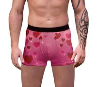 WILLBEST Valentines Mens Boxers Shorts Underwear Love Heart Print Funny Man Gift Men Cotton Trunks Boxer Briefs Valentine's Day Gifts for Him Husband Boyfriend Father