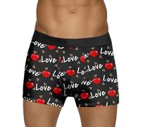 WILLBEST Valentines Mens Boxers Shorts Underwear Love Heart Print Funny Man Gift Men Cotton Trunks Boxer Briefs Valentine's Day Gifts for Him Husband Boyfriend Father